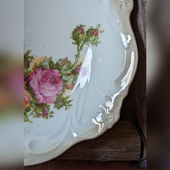 Antique JS Bavaria Germany Handpainted Porcelain Roses Bowl - Picture 6 of 13